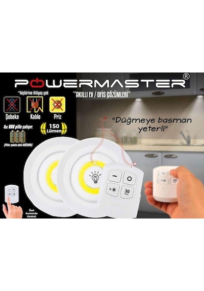 Powermaster Cob Led Kabin Ampul Kumandalı 2Li  150Lümen