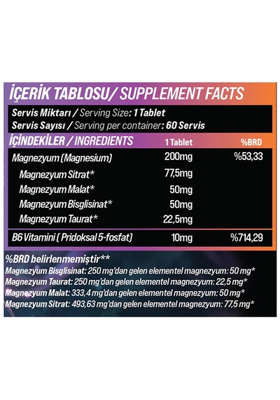 Grimlabs Oblıvıon Magnesium Malate , Citrate , Bisglisinat , Taurat Complex 60 Tablet
