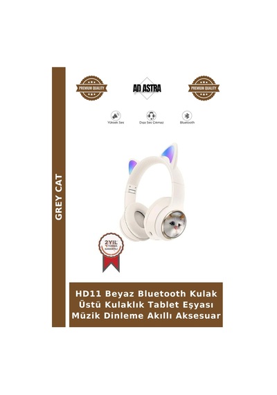 Hd11 Beyaz Bluetooth Kulak Üstü Kulaklık Tablet Eşyası Müzik Dinleme Akıllı Aksesuar