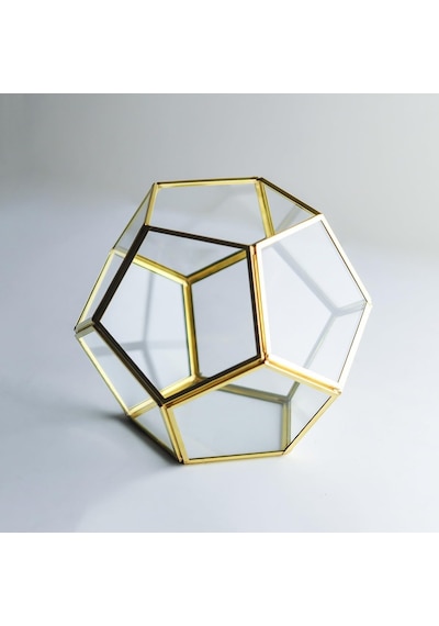 21x21x17cm Pirinç Gold Geometrik Teraryum Cam Fanus Aksesuar Çikolata Kutusu Diğer