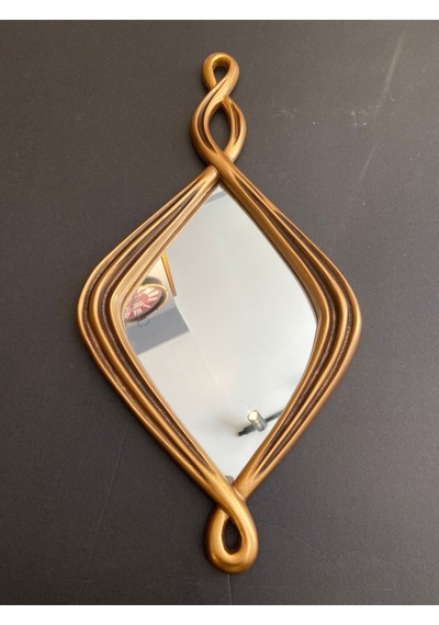Dekoratif Polyester Dörtlü Damla Burgulu Lüks Salon Duvar Ayna Takımı Gold-eskitme