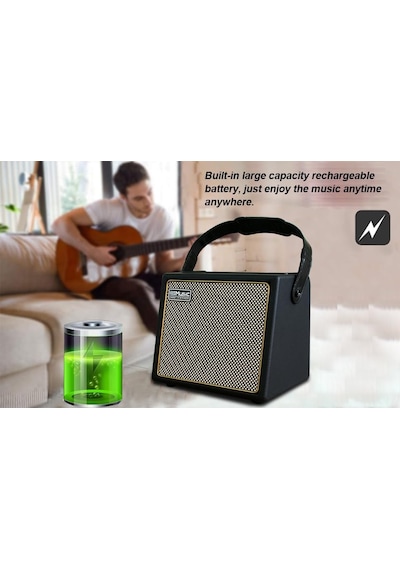 Coolmusic 30 W Akustik Elektro Gitar Amplifikatörü, Bt Taşınabilir Gitar Amplifikatörü, Mikrofon Girişli Hoparlör, Bas, Ses Seviyesi Desteği, Yükseklik Ayarı, Reverb-efekti