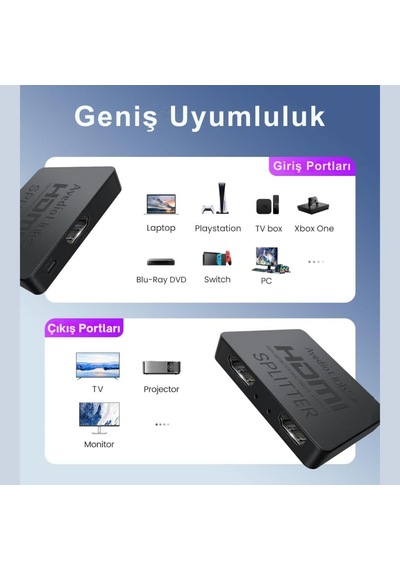 Coofbe Hdmı Dagitici 4k 60hz Çift Yönlü Hdmı Çogalticı 2in1 Çift Yönlü Hdmı Switch Adaptörü