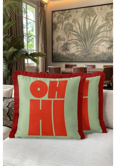 Pop Art Oh Hi Yazılı Saçaklı Yastık Kılıfı - Retro Bohem Yeşil Kırmızı Bordo Püsküllü Kırlent Kılıfı Uzak Düş Serenat Pop Art Oh Hi Yazılı Saçaklı Yastık Kılıfı - Retro Bohem Yeşil Kırmızı Bordo Püsküllü Kırlent Kılıfı Uzak Düş Serenat