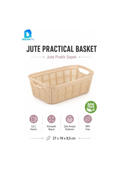 Jute Pratik Sepet 3,5 L Çok Amaçlı Saklama Taşıma Sepeti Çamaşır Oyuncak Düzenleyici Çok Renkli