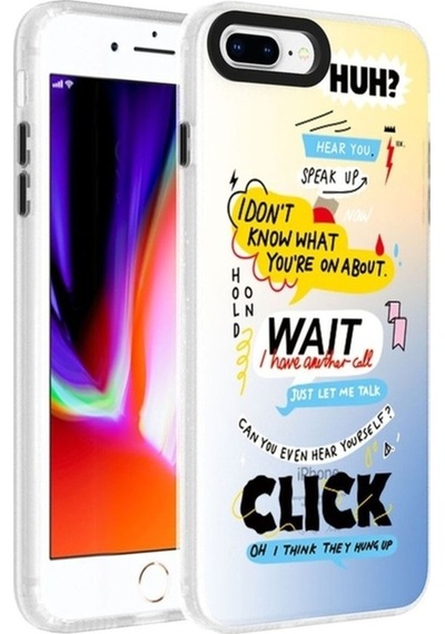 Apple Uyumlu iPhone 8 Plus Kılıf Desenli Zore Dragon Sert Kapak Kelimeler