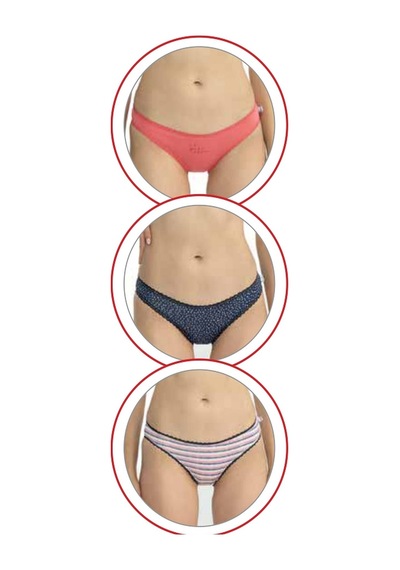 U.s Polo Assn. 66432 Kadın Karışık Desen Pamuklu 3'lü Slip Külot-mercan Mercan