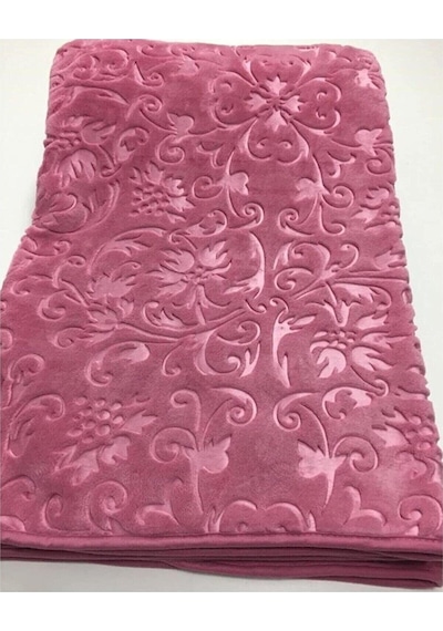 Merinos Elegans Çift Kişilik Battaniye Çiçek Desen Battaniye Fuşya