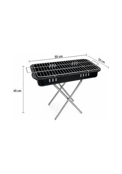 Seyyar Ayaklı Mangal, Kömürlü, Emaye, Kompakt Tasarım, Taşınabilir, Açık Hava Kullanımı 33 Cm 55 Cm Çok Renkli