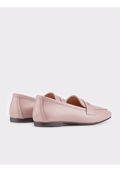Hakiki Deri Pembe Loafer Kadın Ayakkabı Pembe
