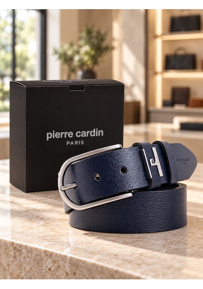 Pierre Cardin Lacivert Erkek Kot Kemeri %100 Hakiki Deri