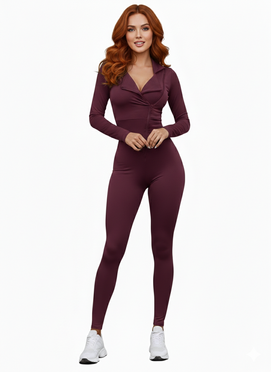 Lismina Shadow Fit Spor Tayt Tulum Mürdüm