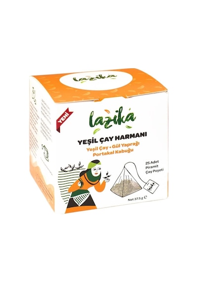 Lazika Yeşil Çay Harmanı Yeşil Çay Gül Yaprağı Portakal Kabuğu 25 Piramit Poşet