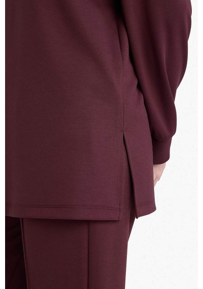 Defacto Regular Fit Fermuarlı Yaka Uzun Kollu Tunik F5771ax26spbr475 Bordo-br475