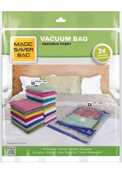 100x130 Mega Vakumlu Poşet Hurç Bag Çok Renkli