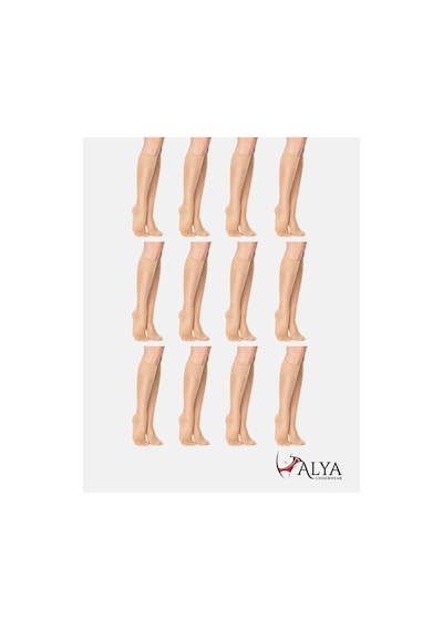 Alya Underwear Kadın Parlak Soket Çorap, 15 Den, Fit - 12'li Paket Ten 57 12'li