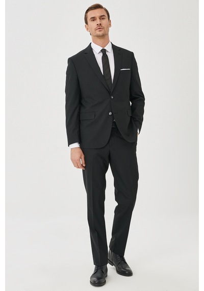 Erkek Sıyah Regular Fit 4 Drop Takım Elbise Siyah