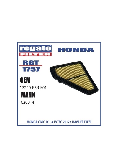 Regato Honda Civic Ix 1.4 İ Vtec 2012 Hava Filtresi Oem 17220-r3