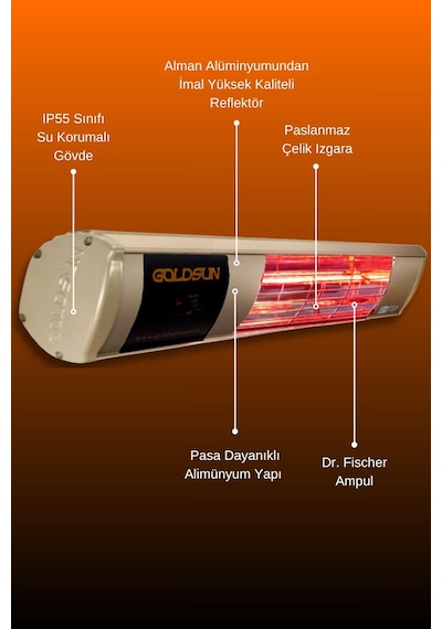 Aqua Plus 2000 Watt Gsa20p Kumandalı Suya Dayanıklı Elektrikli İnfrared Isıtıcı-bej