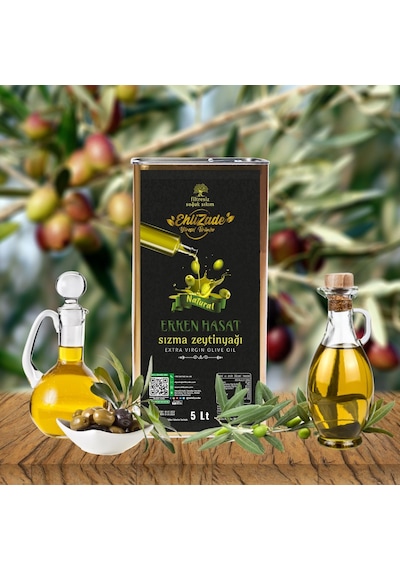 Ehlizade Erken Hasat Filtresiz Soğuk Sıkım Sızma Zeytinyağı 5 L
