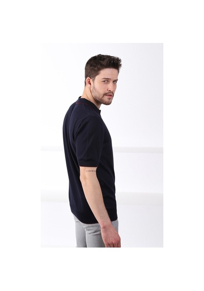Ferraro Lacivert Yaka Şerit Fermuarlı Erkek Pamuk Triko T-Shirt-Lacivert Ferraro Lacivert Yaka Şerit Fermuarlı Erkek Pamuk Triko T-Shirt-Lacivert