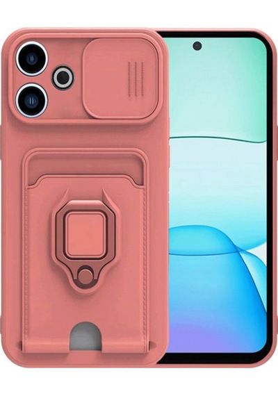 Xiaomi Redmi 13 4g Kılıf Zuma Kartvizitli Yüzüklü Silikon Pembe