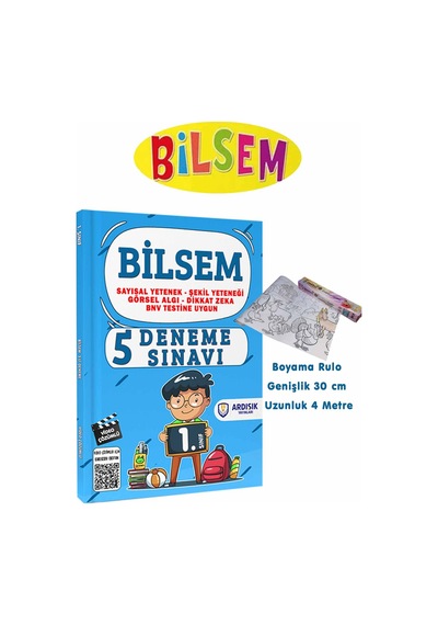 Ardışık Yayınları Bilsem 1. Sınıf Deneme Sınavı + Yapışkanlı Boyama Resim Kağıdı