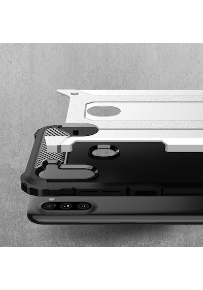 Noktaks - Samsung Galaxy Uyumlu A11 - Kılıf Çift Katman Zırh Tank Crash Military Kapak - Siyah
