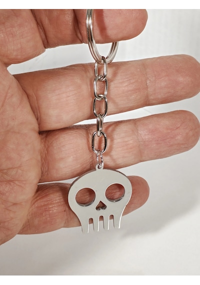 Kuru Kafa Figürlü Gümüş Renk Metal Anahtarlık - Minimalist Ve Marjinal Hediyelik Aksesuar Çok Renkli
