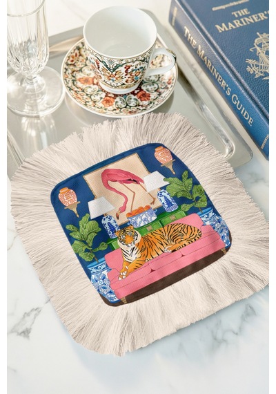 Lüks Kaplan Desenli Saçaklı Sunum Peçetesi - Flamingo Retro Lacivert Pembe Bardak Altlığı Mendil Soluk Toprak Fu Şya Lüks Kaplan Desenli Saçaklı Sunum Peçetesi - Flamingo Retro Lacivert Pembe Bardak Altlığı Mendil Soluk Toprak Fu Şya