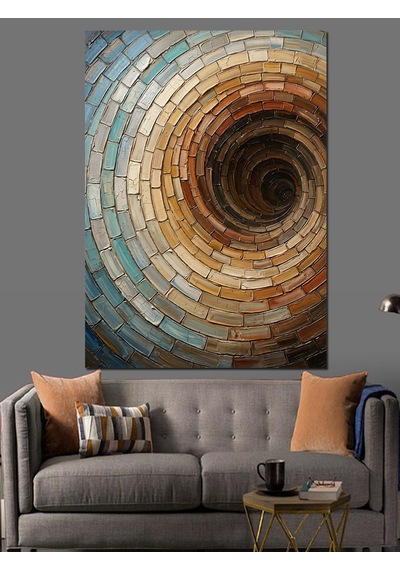 Derinleşen Taş Spiral Optik İllüzyon Dekoratif Kanvas - Mdf Ahşap Tablo