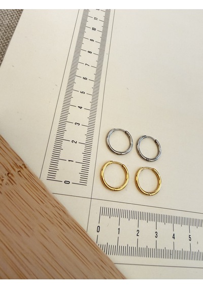 316 L Cerrahi Çelik 1,6mm 12mm Çelik Halka Küpe 4 Adet Altın