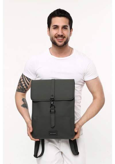 İcone Bag Icone Mat Suni Deri Kanca Kapamalı Sırt Çantası Gri