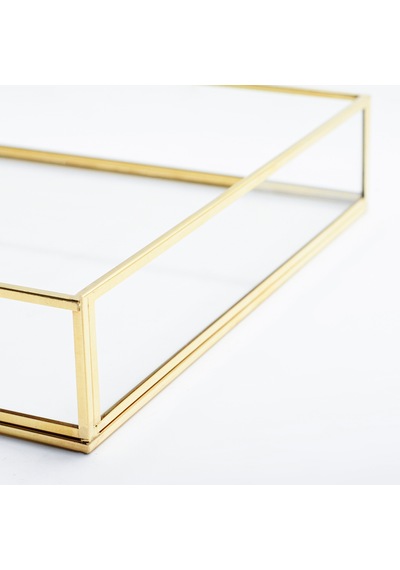Cam Tepsi Pirinç & Gold 35x25x5cm