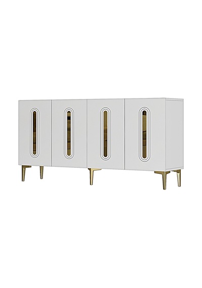 Ka1520bg Rany150 Konsol, Tv Sehpası, Kahve Köşesi Beyaz-gold 150cm Beyaz