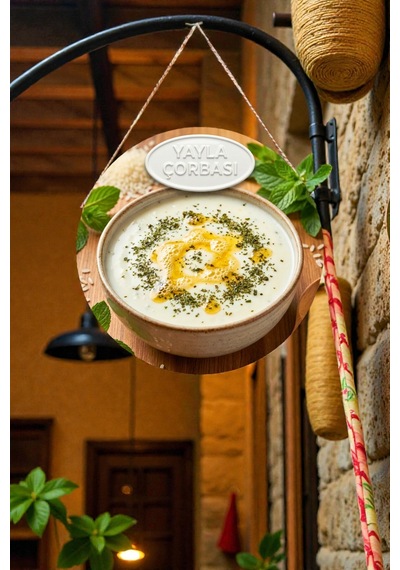Yayla Çorbası Görselli İpli Mdf Ahşap Kapı Duvar Süsü, Restoran, Mutfak Dekoratif Tablo