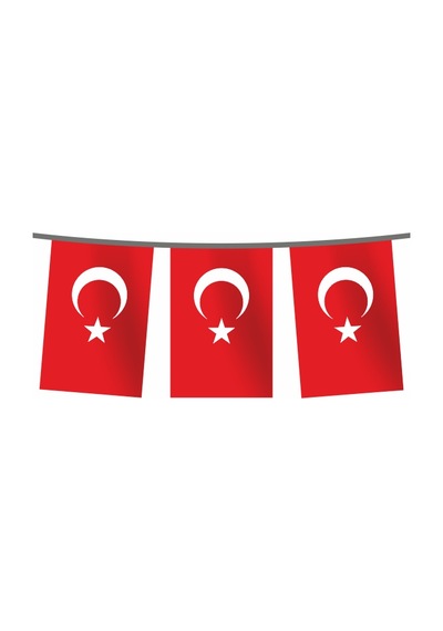 İpe Dizili 50x75 Cm Türk Bayrağı 50 Metre Tek Ebat