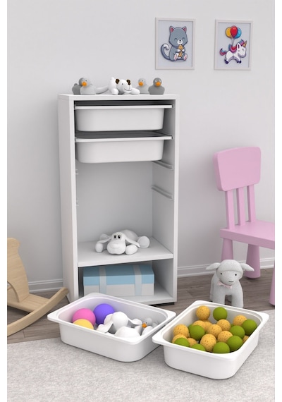 Nia 4 Sepetli 1 Raflı Çok Amaçlı Mutfak Banyo Kiler Dolabı Beyaz