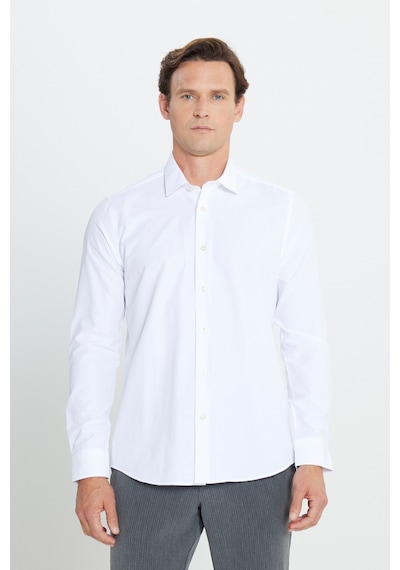 AC&Co / Altınyıldız Classics Ütülemesi Kolay Slim Fit Dar Kesim Klasik Yaka Pamuklu Erkek Gömlek Beyaz