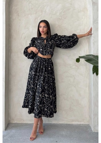 Verymoda Nakışlı Etek F1901 Siyah