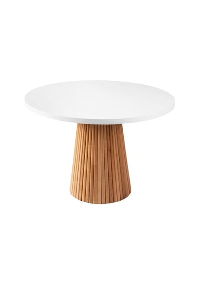 Milas Natural Ahşap Bohem Yemek Masası 130x130 Naturel - Beyaz