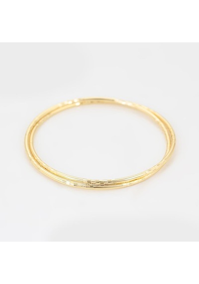 İkili İnce Dokulu Minimalist 14 Ayar Altın Rengi Kaplama Halka Kadın Bilezik Gold