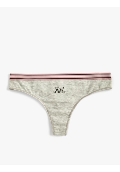 Koton Tanga Külot Slogan Baskılı Ribanalı Gri Melanj 4wlk30099mk Gri Melanj