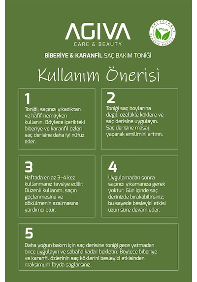 Agiva  Biberiye&Karanfil Saç Bakım Toniği 200 ML