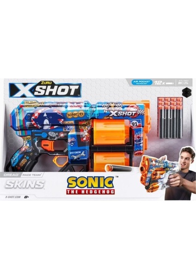X Shot Zuru X-shot Skins Dread Sonic 12 Dart Kapasiteli Oyuncak Blaster Nerf, Oyuncak Tabanca Çok Renklli