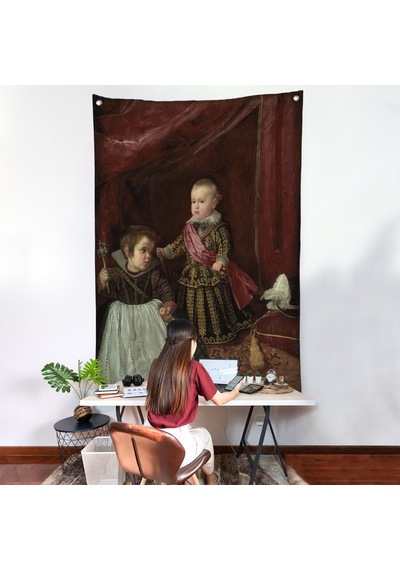 Diego Velázquez - Prens Balthasar Charles Cüceyle Birlikte Duvar Örtüsü-7282