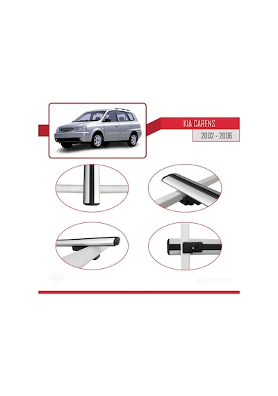Kia Carens 2002-2006 Arası İle Uyumlu Basic Model Ara Atkı Tavan Barı Gri 3 Adet