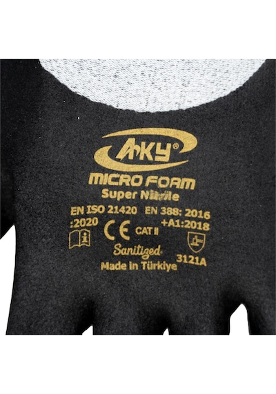 Aky 506087 Microfoam Süper Nitril Köpük Eldiven 3/4 Kaplı No:10/xl