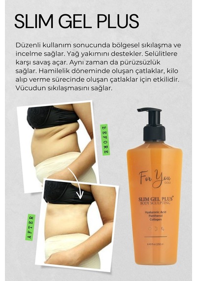 Selülit&çatlak Karşıtı Yoğun Nemlendirici Plus Slim Jel Kolajen + Hyaluronik Asit Pürüzsüz Cilt