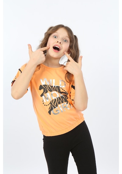 Toontoy Kids Toontoy Kız Çocuk Wild Wood Girl Baskılı Tişört Oranj